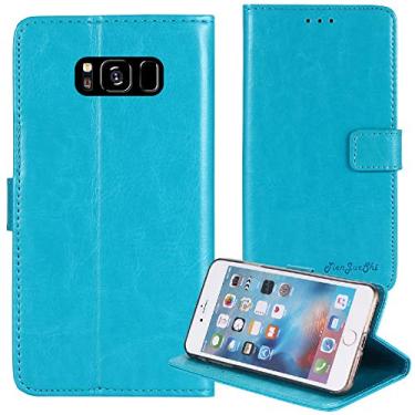 Imagem de TienJueShi Capa protetora de couro flip estilo livro azul TPU silicone Etui carteira para Samsung Galaxy S8 5,8 polegadas
