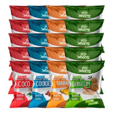 Imagem de Kit 20 Biscoitos WheyViv 4 Sabores - Coco, Cookies, Banana e Gergelim