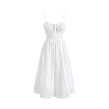 Imagem de Camisa Feminina Frill Trim Schiffy Cami Dress (Color : White, Size : CH)