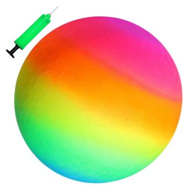 Imagem de YNHFIFI Bola de playground, 21 cm Rainbow Kickball para crianças e adultos dentro e fora de casa Dodgeball Handebol quatro quadrados, jogo de pátio escolar