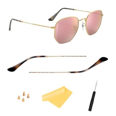 Imagem de Braço de substituição da têmpora, pontas para óculos de sol Ray ban RB3447 RB3547N RB3548N RB3647N, com 4 parafusos, 1 chave de fenda (marrom)