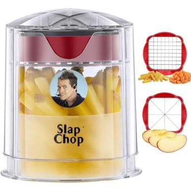 Imagem de Slap Chop Prensa de vegetais e dicer | Lâminas de aço inoxidável | Recipiente sem bagunça | Fatie batatas fritas, frutas e mais em segundos | Fácil de limpar, pode ser lavado na lava-louças