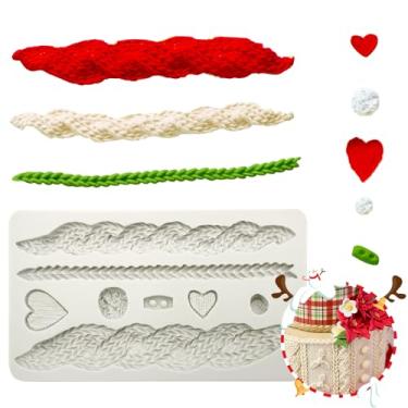 Imagem de Molde de silicone com textura tricotada 3D da Joinor, ferramentas de decoração de bolo, moldes de pasta de chocolate