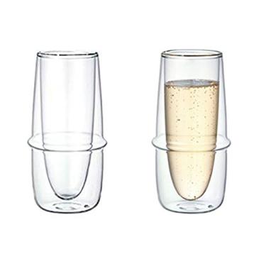Imagem de Vidro de champanhe Kinto KRONOS de parede dupla – mantém a temperatura – evita a condensação – Conjunto de 2 – 160 ml (5,41fl). ml.) Cada