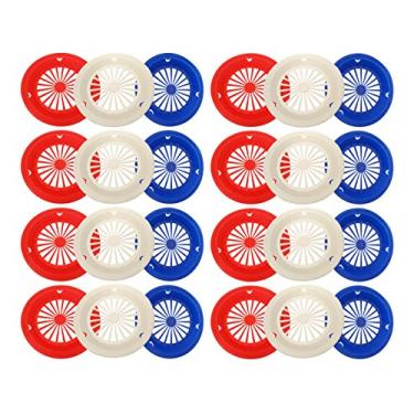 Imagem de Conjunto de 24 suportes patrióticos reutilizáveis de plástico para pratos de 23 cm, cores patrióticas vermelhas, brancas e azuis, perfeitos para 4 de julho, churrascos, festas e acampamento (24)