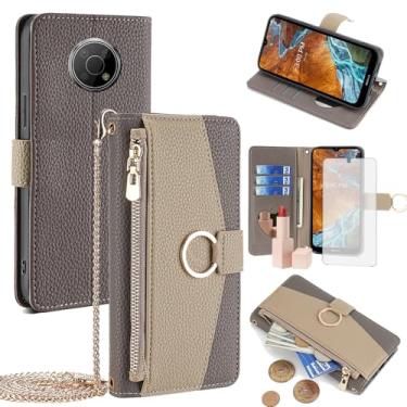 Imagem de Asuwish Capa de telefone para Nokia G300 5G N1374DL Capa carteira com protetor de tela de vidro temperado e anel de capa flip espelhada, suporte para cartão de crédito, alça transversal, suporte para