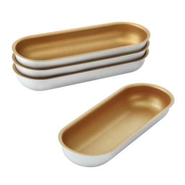 Imagem de Conjunto de formas antiaderentes de 18 cm de cachorro-quente, 4 formas de pão em forma de cachorro-quente, molde de gérmen de pão de cachorro-quente, assadeira de liga de alumínio para forno e