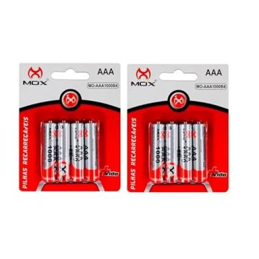 Imagem de Pilha AAA Recarregavel Mox Pilha Palito 3A 1.2V Kit Com 8 Unidades