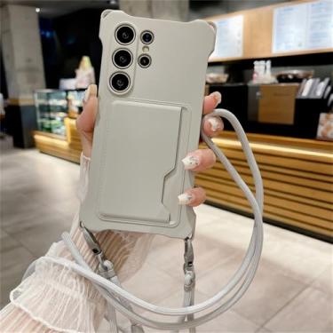 Imagem de Suporte de cartão líquido Crossbody Lanyard Strap Case para Samsung Galaxy S24 S23 FE Plus S22 Ultra A14 A34 A54 A53 A15 5G Capa, cinza, para Samsung S23