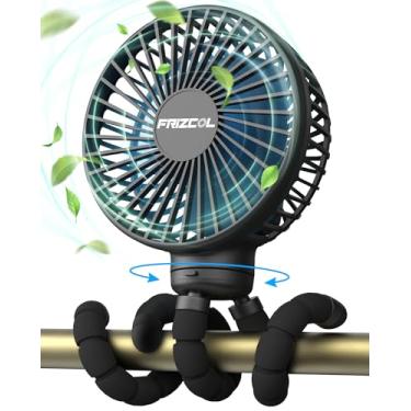 Imagem de FRIZCOL Ventilador de carrinho para bebê - Ventilador portátil recarregável - Ventilador operado por bateria (uso por 30 horas) - Ventilador para portão/clipe/assento de carro/mesa/acampamento