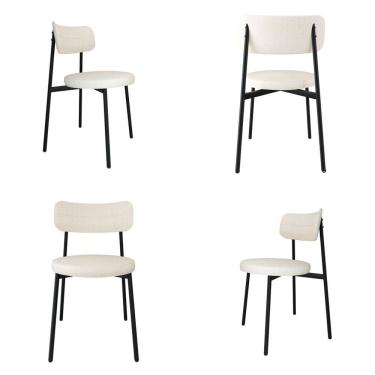 Imagem de Cadeira Kyta Fixa com 4 Pés 50 X 44,7 X 83,8 Cm com 4 Unidades Palha/Preto