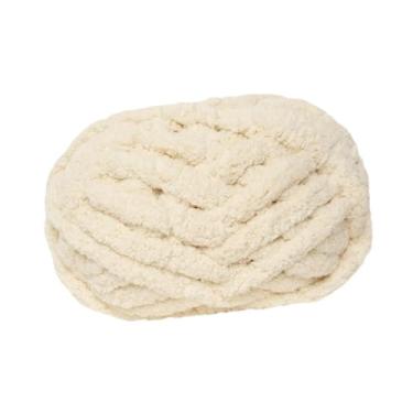 Imagem de Colaxi Fio de lã grosso Fio de peso Fio de tricô de braço Fio volumoso Fio jumbo para tecelagem de travesseiros Suéteres Cama para animais de estimação, Bege