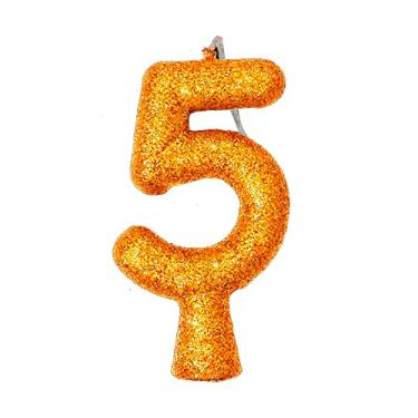 Imagem de Vela Puro Glitter Dourada N 5 - Embalagem com 1 unidade.