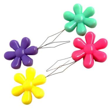 Imagem de 03 Passador Colocador Linha Em Agulha Costura Flor Coloridos - Lanmax