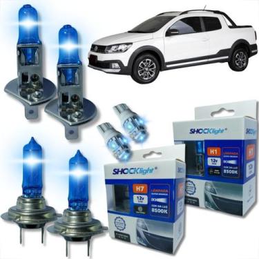 Imagem de Kit lâmpada shocklight super branca farol alto baixo e lanterna h1 h7 