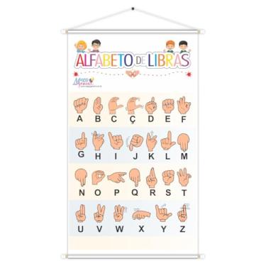 Imagem de Banner Alfabeto Sinais Libra Educativo Pedagógico Escolar Didático 60cm x100cm Impressão Digital Lona 280g