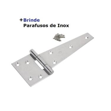 Imagem de Dobradiça Leme Aço Inox Porteira Portão Madeira Triangulo 75x150 - MAH