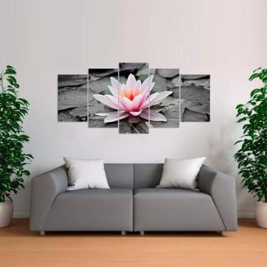 Imagem de Quadro De Flores Linda Flor Para Sala Quarto Mosaico 5 Peças - Descola