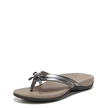 Imagem de Vionic Chinelo feminino Rest Bella X que alivia a dor nos pés - sandálias femininas confortáveis com suporte de arco de palmilha ortopédica, larguras médias e largas, tamanhos 34-44, Metal de estanho, 6.5 Wide