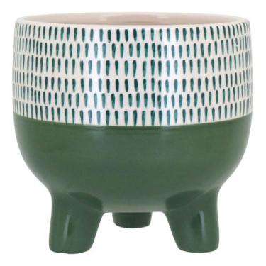 Imagem de CACHEPÔ VASO DECORATIVO PLANTA CERÂMICA 15x16x16cm VERDE - NH, Materia