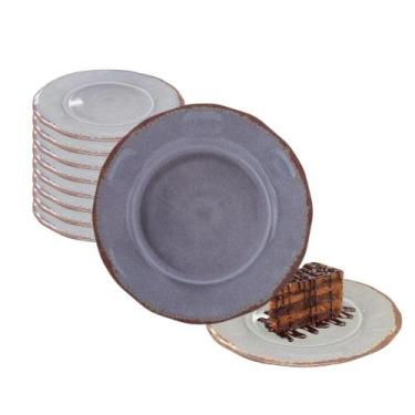 Imagem de Kit de 4 Pratos Sobremesa em Melamina Material Dura Vida Toda 27cm Não
