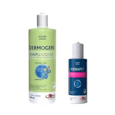 Imagem de Shaampoo Dermogen 500ml + Hidrapet Creme 100g Cão Cães Gato Cachorro