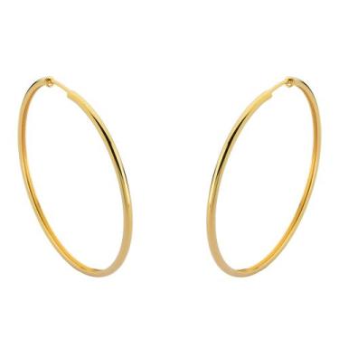 Imagem de Brinco Argola Básica Tubo Banhado Ouro 18K - Atraktiva Jóias, 6,8cm