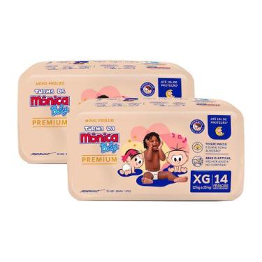 Imagem de Kit 2 Fralda Turma da Mônica Baby Premium Jumbo XG com 14un cada
