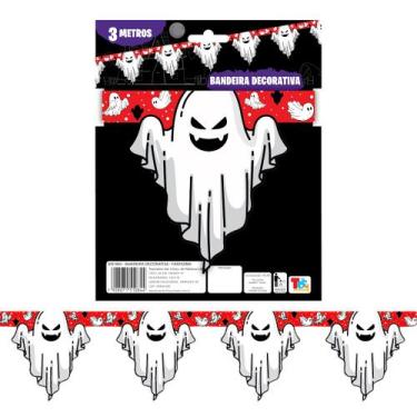 Imagem de Bandeirinha de Festa de Halloween dia das Bruxas Fantasma 3 Metros - T