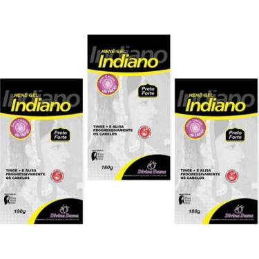 Imagem de Hene em Gel Divina Dama Indiano 03x180gr Preto Forte (Preto Azulado) P