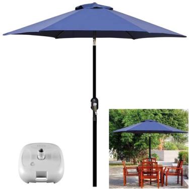 Imagem de Kit Ombrelone 2,5m Ipanema Azul Com Manivela Articulado + Base Plástic
