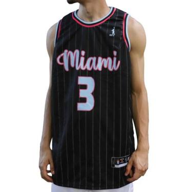 Imagem de Regata Basquete Masculina M10 Action Miami Listrada, Preto,  GG