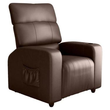 Imagem de Poltrona Reclinável para Descanso Hi Sintetico Marrom - Mais de Casa