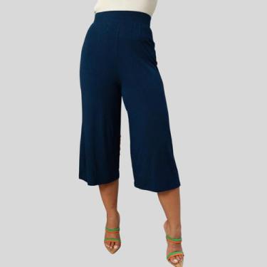 Imagem de Calça Feminina Pantacourt Lisa Azul - MAYARA MANZANO, Azul, P