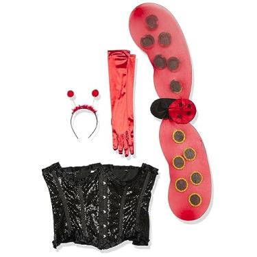 Imagem de Daisy corsets Espartilho feminino de joaninha com gaveta superior, 4 peças, Preto/vermelho, GG