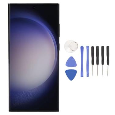 Imagem de Yunseity Substituição de tela para Galaxy S23 Ultra, conjunto de tela digitalizador LCD OLED com moldura de impressão digital e kits de ferramentas de reparo, conjunto de telefone de 6,8 polegadas