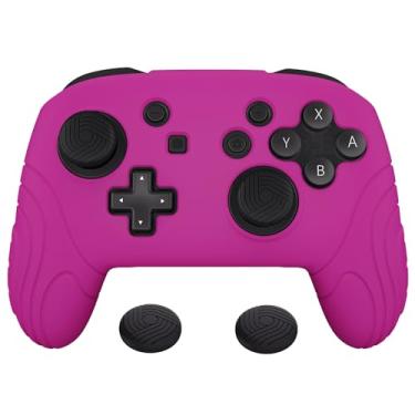 Imagem de playvital Samurai Edition Ergonomic Silicone Skin Protective Case for Nintendo Switch Pro, Soft Anti-slip Controller Grip Protector for Nintendo Switch Pro with Thumb Grips - Neon Purple