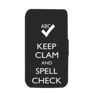 Imagem de Rikki Knight Keep Clam and Spell Check Black Color Nova Carteira Flip Galaxy S3 Capa para Galaxy S3