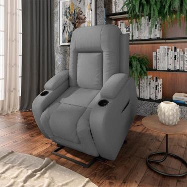 Imagem de Poltrona Do Papai Reclinável Sala De Cinema Crihs Elétrica Lift Elevação Pu Cinza G23 - Gran Belo