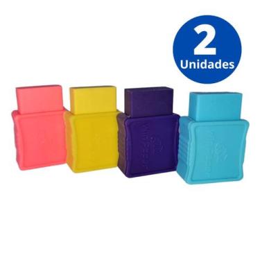 Imagem de Kit 2 Borrachas Escolar Coloridas com Capa Cores Intensas - Muki Store