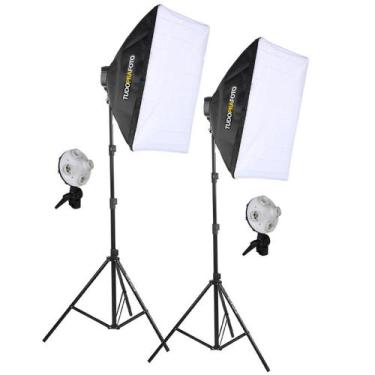 Imagem de Kit 2 Softbox 50x70 p/4 Lâmpadas Bivolt + Tripé - TUDOPRAFOTO