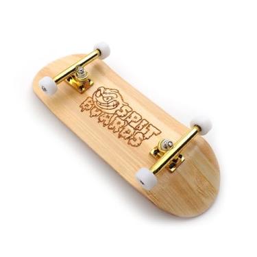 Imagem de SPITBOARDS® 36mm Fingerboard Complete Wood Pro Set-Up (Pre-Assembled, Handcrafted 5-Layers), 36 mm Pro Trucks, CNC Bearing Wheels, Lasered Foam Grip Tape (Lasered Deck Size: 36 x 96 mm), 'Bamboo Wood'