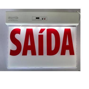 Imagem de Placa Sinalização Saida DF vermelha Luz Emergência - Segurimax