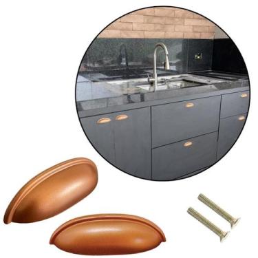 Imagem de 2 Puxador Concha Rose Fosco Para Gaveta, Armário, Móveis - Compras Fác