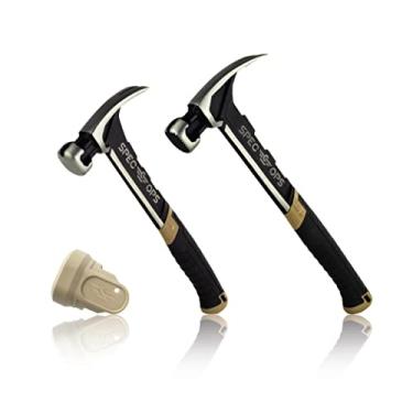 Imagem de Spec Ops Conjunto de martelo de ferramentas, martelo de prego de 590 ml e martelo de moldura de 623 g com garra de rasgo e tampa macia de martelo, cabeça 25% mais leve, aderência MOA de absorção de