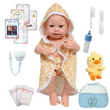 Imagem de Bebê Reborn 100% Vinil Carequinha Saída de Banho Patinho - Cegonha Reb