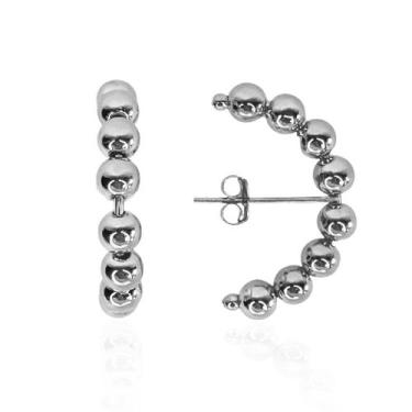 Imagem de Brinco Ear Hook Bolinhas Banho Ródio - Bruna Moreschi