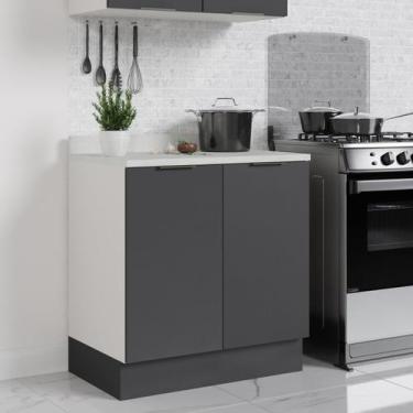 Imagem de Balcão 2 Portas 80cm com Tampo com Rodapé Puxador 150cm Ipanema CabeCa