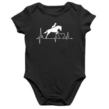 Imagem de Body Bebê Algodão Hipismo Batimentos Cardíacos - Foca na Moda, Preto, 