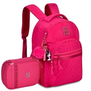 Imagem de Kit Mochila Juvenil Escolar Rb + Estojo Rebecca Bonbon, Rosa